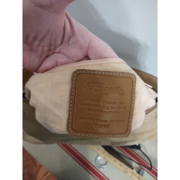 FOSSIL Brown Tan Purse Over Shoulder Hand Bag Zip Closure casual Boho - Picture 7 of 8